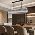 thumbnail image 4 of TICOZE 53.9" Modern Rectangular Black Crystal Chandelier with Water Wave Glass - 12-Light Adjustable LED Pendant Light for Kitchen Island, Dining Room and High Ceilings, 4 of 8