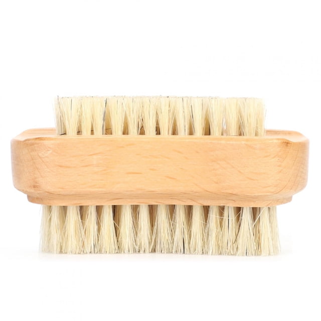 Cepillo de uñas de doble cara con cerdas de haya Natural, herramienta de manicura para eliminar la piel muerta