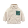 thumbnail image 1 of Toddler Fleece Lined Jackets, Baby Boys Girls Long Sleeve Full Zip Jacket No Hood Kids Stand Collar Outerwear Winter Coat Sweaters Tops White 2T, 1 of 4