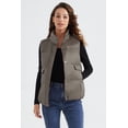 thumbnail image 4 of Elezay Woman Puffer Vest Woman Winter Vest Lightweight Quilted Vest Packable Puffer Vest with Stand Collar Brown, 4 of 5