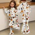 thumbnail image 4 of Girls 2 Piece Outfit Lightweight Sweatshirt Halloween Bat Spider Skull Ghost Print Relaxed Fit Pullover Top Flare Bell Bottom Sweatpants Set For Girls 5‑14 Fall Holiday Clothing, 4 of 7