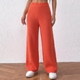 thumbnail image 5 of Lenpel Womens Casual Sweater Pants Fall Elastic High Waisted Knitted Trousers Plain Straight Leg Warm Pants with Pockets(Orange,X-Large), 5 of 5