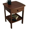 thumbnail image 4 of 22 x 18 x 18-Inch Wood Curved End Table/Night Stand With One Drawer, Brown, 4 of 5