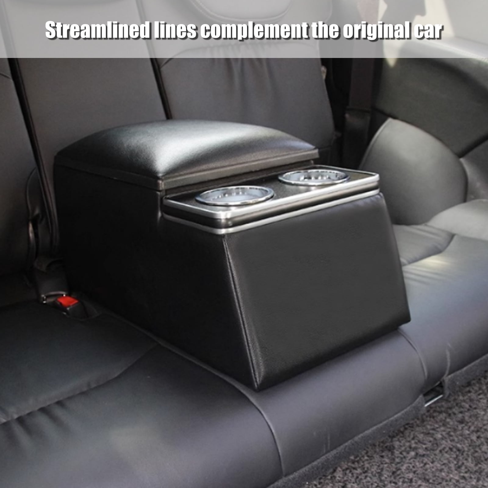 RYANSTAR RACING Truck Seat/Bench Organizer, Rear Bench Seat Consoles with LED Light, USB Port, Cup Holders, Armrest, and Padded Top Lid