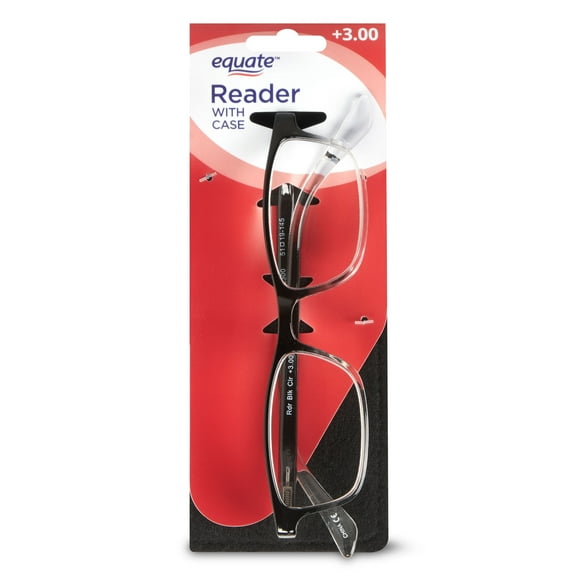 Equate Reader Black Clear 1.00 Reading Glasses (7 Powers Available)