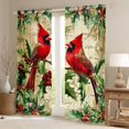thumbnail image 2 of Feelyou Christmas Red Robin Blackout Curtains Set of 2 (52x84 Each), Poinsettia Leaf Plant Window Curtains, Vintage Western Fashion Curtains and Drapes, Living Room Curtains Decor, 2 of 6