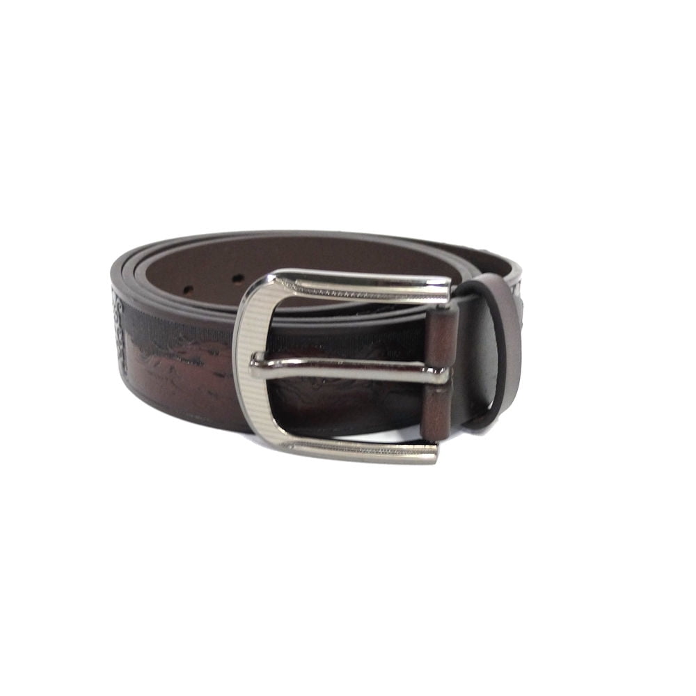 Non-Branded Mens Brown Genuine Leather Belt Sz 36 w/Embossed Detail 