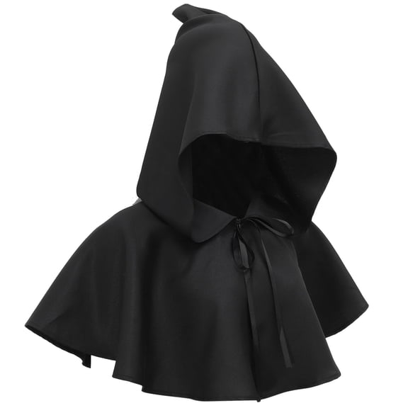 DEEPCRAFF  Decorations Cowl Hat Black Medieval Style 1Set for Costume Party