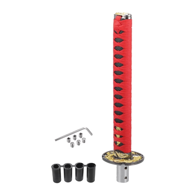 Kit de pomo de cambio de marchas Unique Bargains, 31 cm con 4 adaptadores para vehículos automáticos y manuales de aleación de aluminio rojo