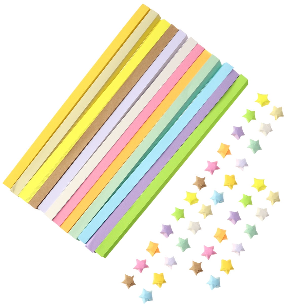 OUNONA 12Pcs Star Origami Paper Strips in Assorted Colors for Creative Hand Fold Crafting