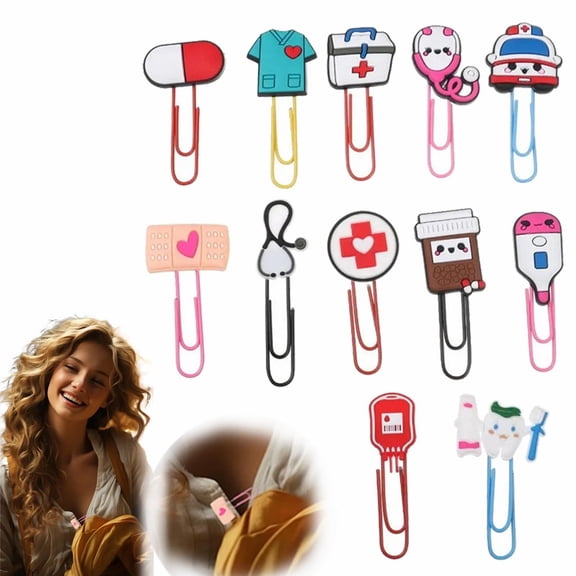 Medical Paper Clip Bookmark Cute Cartoon Paging Clip Decoration Color Diy Student Stationery Paper Clip Clearance! Hilingoto Office Stationery