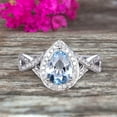 thumbnail image 1 of 10k White Gold 1.50 Carat Pear Shape Aquamarine Engagement Rings With Diamonds Halo, 1 of 5