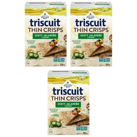 Triscuit Thin Crisps Zesty Jalapeno Crackers, 200g (3 Pack)