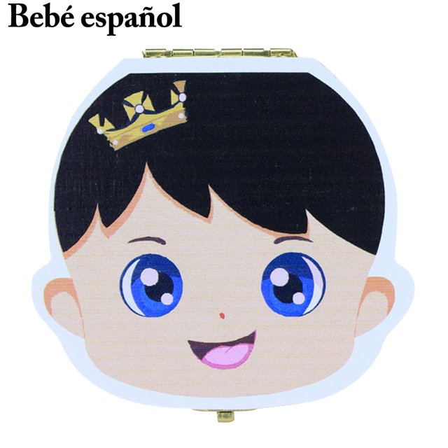 Baby Tooth Box Wooden Cartoon Baby Tooth Collection Box Keepsake Organizer Box