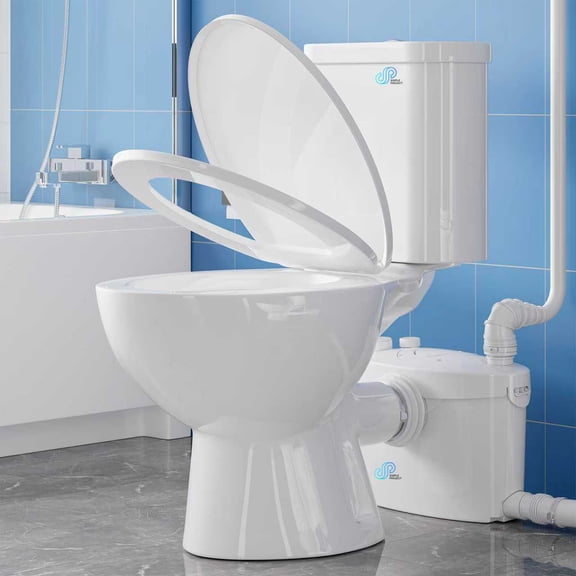 SUPERFLO Powerful 1000W Macerating Toilet for Basement, Upflush Toilet System with 4 Water Inlet, Dual Flush 17" Toilets with Macerator Pump, Quiet Operation, Space Saving-Include Extension Pipe