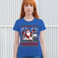 thumbnail image 3 of Tee Hunt Santa Claus Riding a Unicorn T-Shrit Merry Christmas Ugly Sweater Women's T-Shirt Tee, Blue, XX-Large, 3 of 5