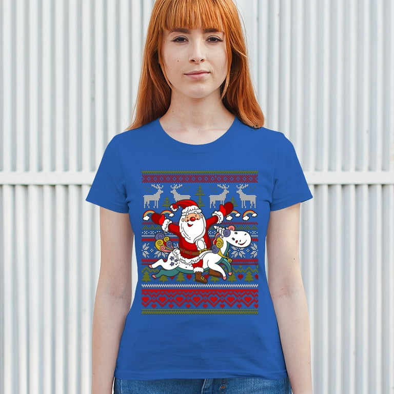 Santa riding a on sale unicorn sweater walmart