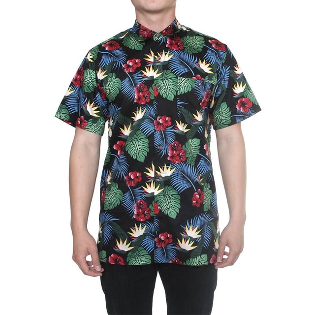 Gravity Threads Chemise de Mode Hawaïenne Tropicale, Noir Vert 2X