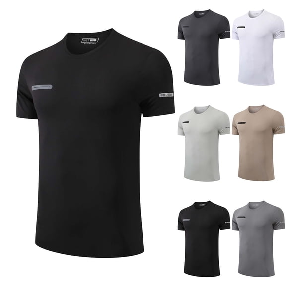 Men's Cooling Ice Silk Seamless T-Shirt Short Sleeve Solid Color Summer Quick Dry Breathable Athletic Tee Moisture Wicking Workout Running Casual Everyday Top Essential | JASKFLY,Beige L