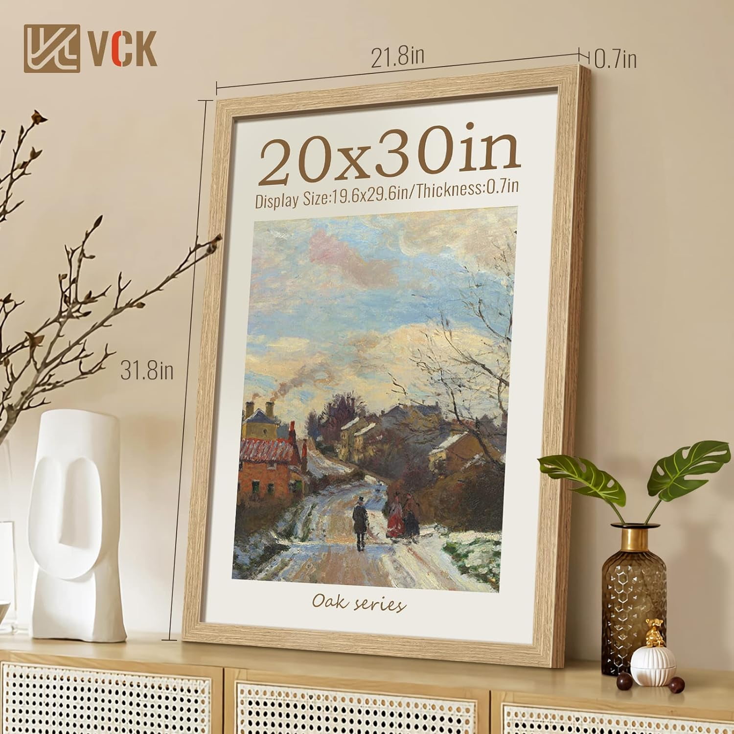 ZZDEW 20x30 Oak Wood Frame for Poster & Picture, Natural Solid