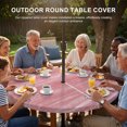 thumbnail image 3 of Round Outdoor Tablecloth with Umbrella Hole and Zipper, Pink Tablecloth with Elastic Waterproof, Vintage Modern Abstract Art Ombre Patio Table Covers for 36" - 44" Picnic Pool Tables, 3 of 9