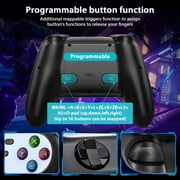 Switch Controller Wireless Compatible with Switch/OLED/Lite Accessories, Wireless Switch Pro Remote for PC/IOS/Android with Turbo Function, Wired PC Game Joystick,Cool Led Light,Programmable - Black