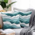 thumbnail image 2 of Throw Pillow Covers 16x16 Inch Set of 2, Turquoise Ombre Waterproof Outdoor Pillow Covers, Modern Geometric Moire Abstract Art Decorative Cushion Pillowcases for Couch, Sofa, Bed, Garden, Patio, 2 of 9