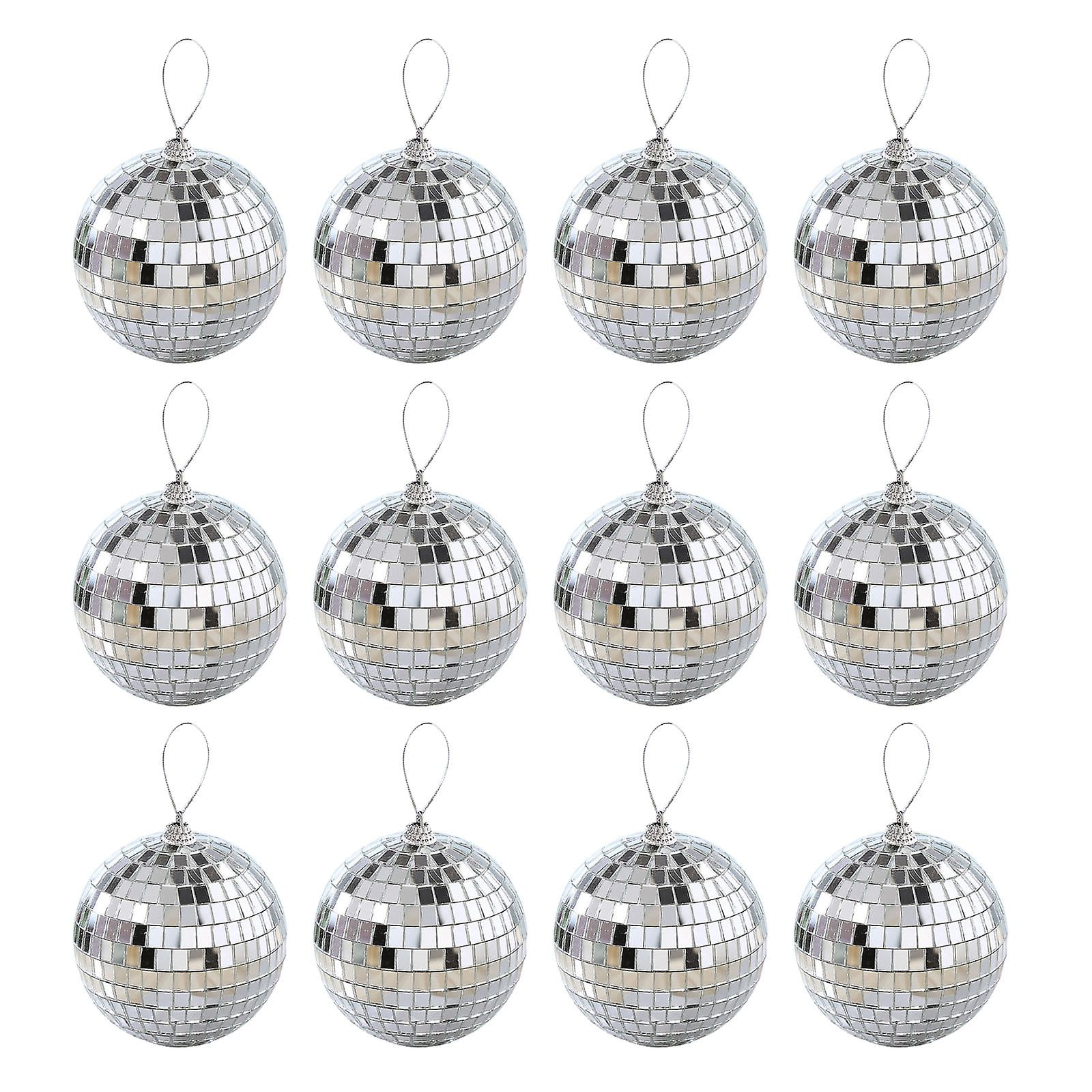 Lot De 12 Boules De Noël Disco En Verre Avec Surface Miroir