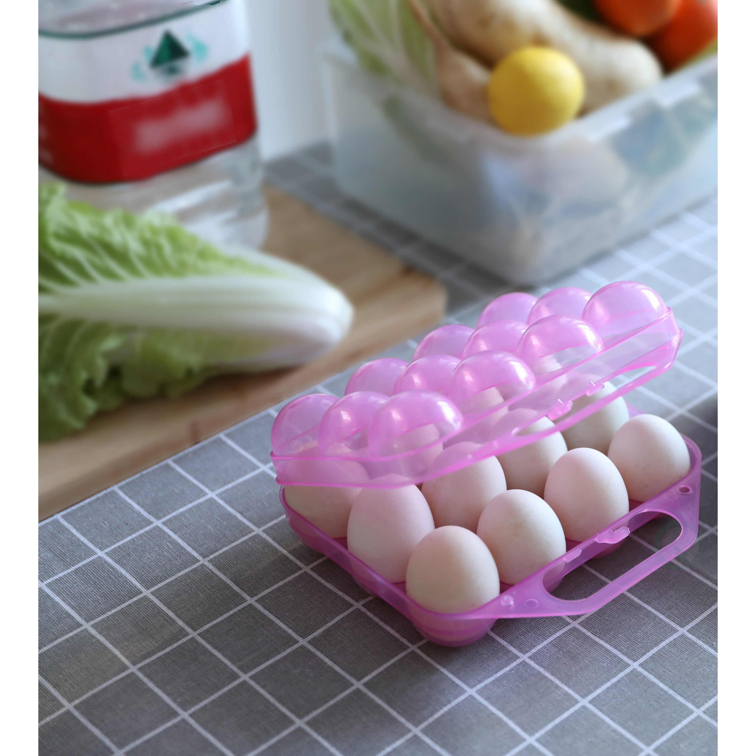 Clear Plastic Egg Carton-12 Egg Holder Carrying Case with Handle