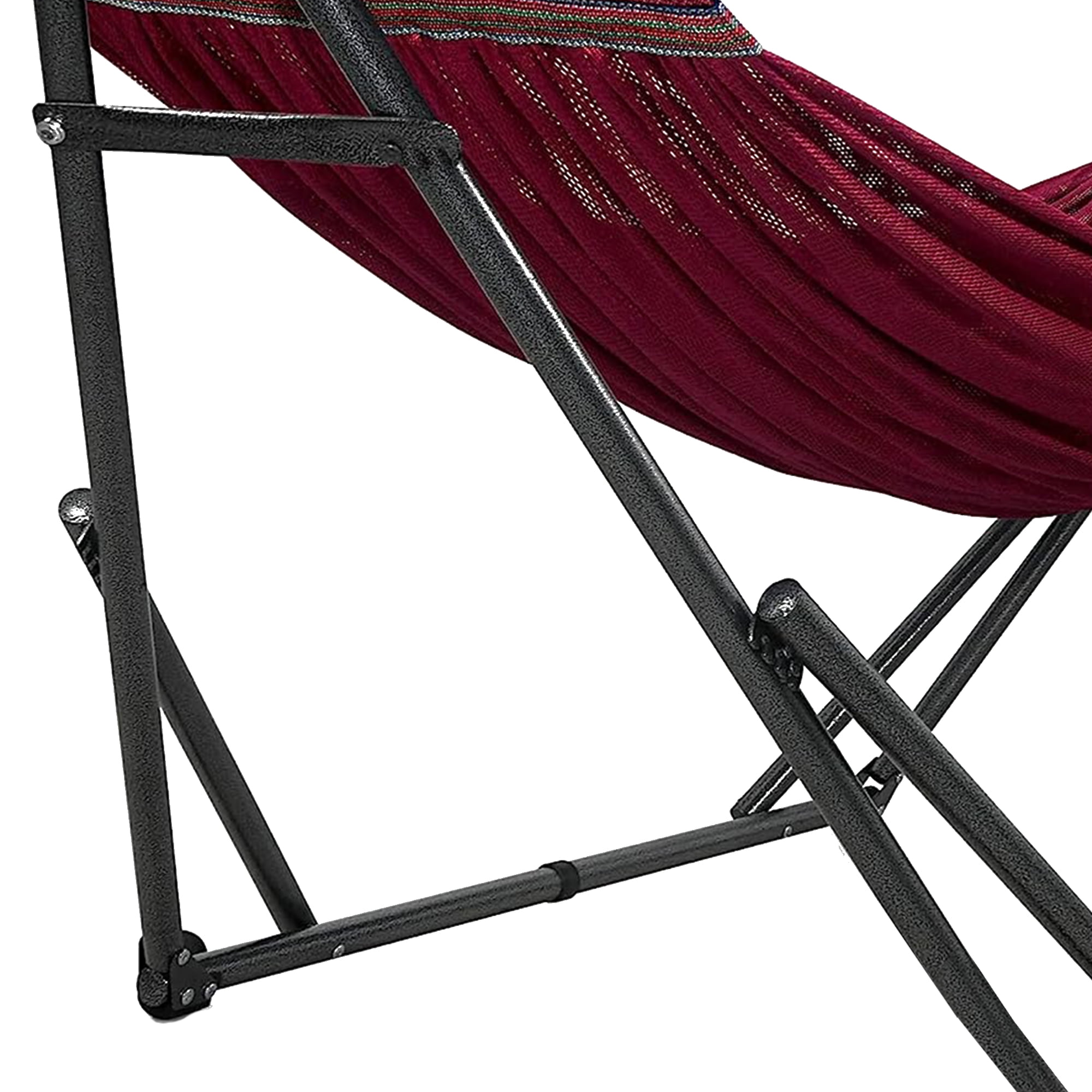 Tranquillo Adjustable Hammock Stand / Collapsible Hammock with Stand – Picnic Hammock Stand and 2 Layered Polyester Hammock Net for 2 Persons with Carry Bag - Supports up to 550lbs, Red