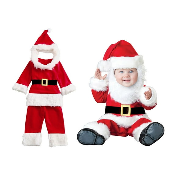Baby Santa Outfit Long Sleeve Tops Pants Hat Belt Kids Xmas Santa Suit Set Christmas KIds Boy Outfit Party Outfit 6-7 Years