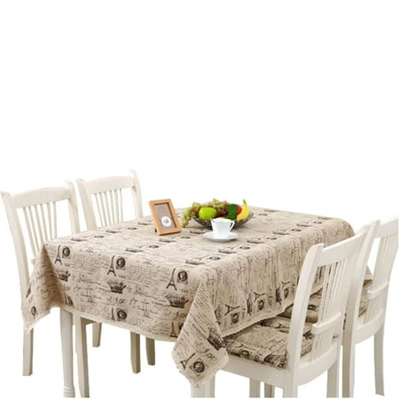 

Tower Letter Print Decorative Table Cloth Cotton Linen Lace Tablecloth Rectangular Home Dining Table Cover