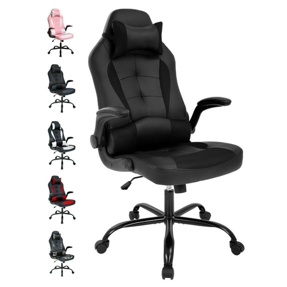YRLLENSDAN Adjustable Swivel Rolling Adults Teens Gaming Chair with Headrest and Armrest, Black