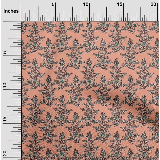 oneOone Georgette Viscose Fabric Leaves & Floral Block Printed Craft Fabric BTY 42 Inch Wide