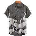 thumbnail image 2 of Camisas Vaqueras Para Hombre Manga Larga Casual Hombres Solapa Solapa Estampado de Manga corta Puños Botón Puerto Estilo Floral Camisa Sand Beach Hawaiianss Summer Top (Dark Gray, XL), 2 of 3