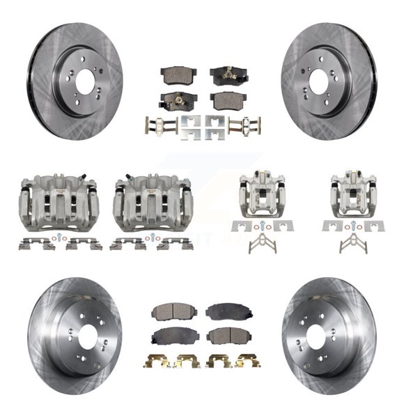 Transit Auto Front Rear Disc Brake Caliper Rotors and Ceramic Pads Kit (10Pc) for Car 2007 2009-2011 Honda CR-V Vehicles Manufactured In Japan KC8-101087T