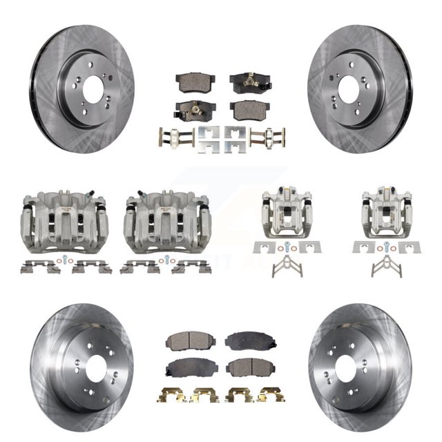 Transit Auto Front Rear Disc Brake Caliper Rotors and Ceramic Pads Kit (10Pc) for Car 2007 2009-2011 Honda CR-V Vehicles Manufactured In Japan KC8-101087T