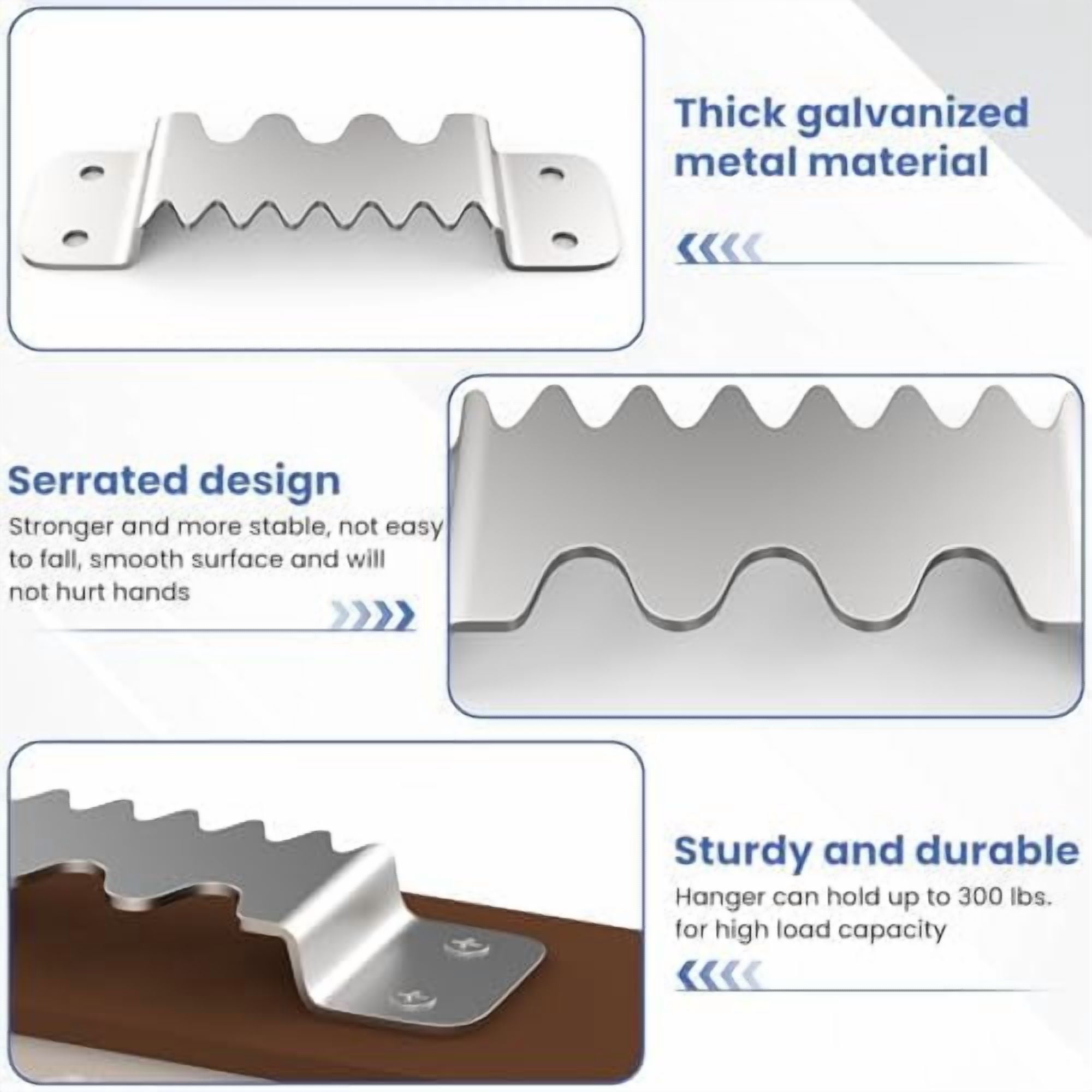 6PCS Large Sawtooth Picture Hangers Supports 300 lbs Heavy Duty Picture Hanging Hardware Picture Frame Bracket with Screws, Painting Hanging Accessories for Heavy Decorations(Silver)