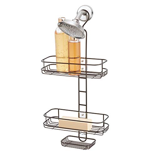 InterDesign Linea Adjustable Bathroom Shower Caddy for Shampoo, Conditioner, Soap Bronze