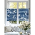 thumbnail image 3 of Sea Stars Sheer Curtains 45 Inch Long 2 Panels, Summer Beach Sea Stars Navy Blue Texture Light Filtering Rod Pocket Curtains, Sheer Voile Drapes for Living Room Bedroom, 52"x45", 3 of 8