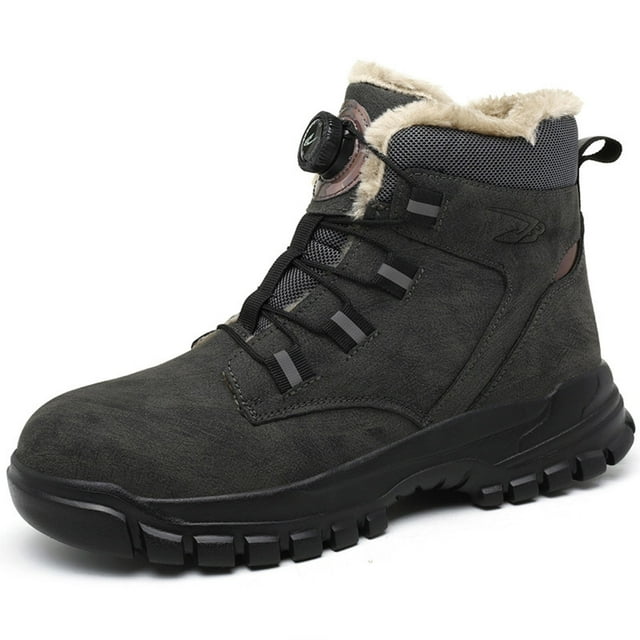 Bottines pour Hommes Mode Cuir Semelles Épaisses Chaussures de Protection pour Travail Couples Automne et Hiver Style Durable et Confortable