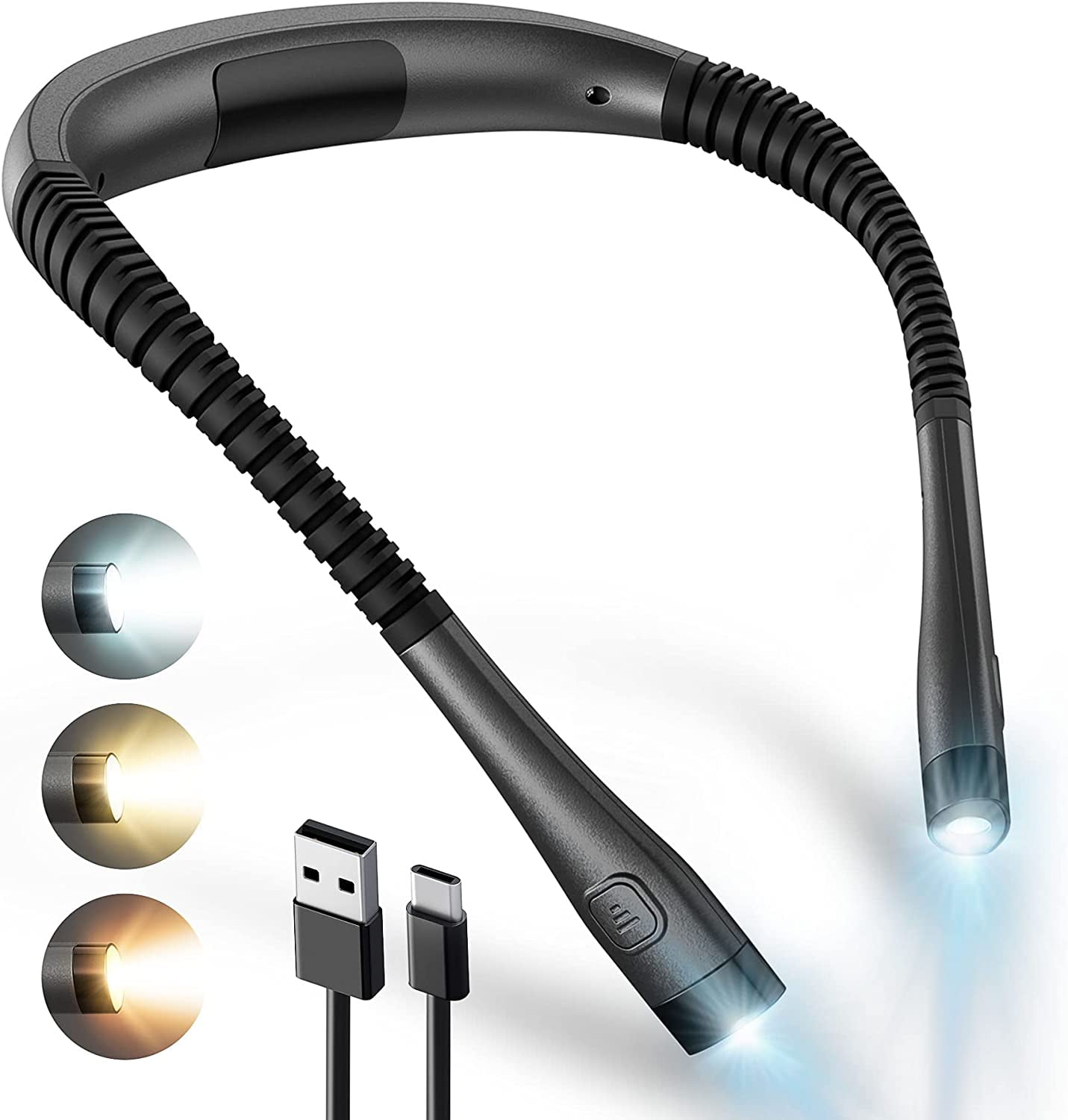 LED Neck Reading Light, Bendable Rechargeable Book Light for Reading in