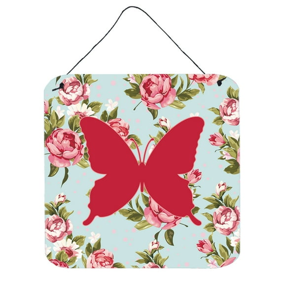 Butterfly Shabby Chic Blue Roses BB1046 Wall or Door Hanging Prints Blue