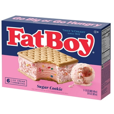 Fatboy Sugar Cookie Ice Cream Sandwich, 5 fl oz Bars, 6 Count (Frozen)