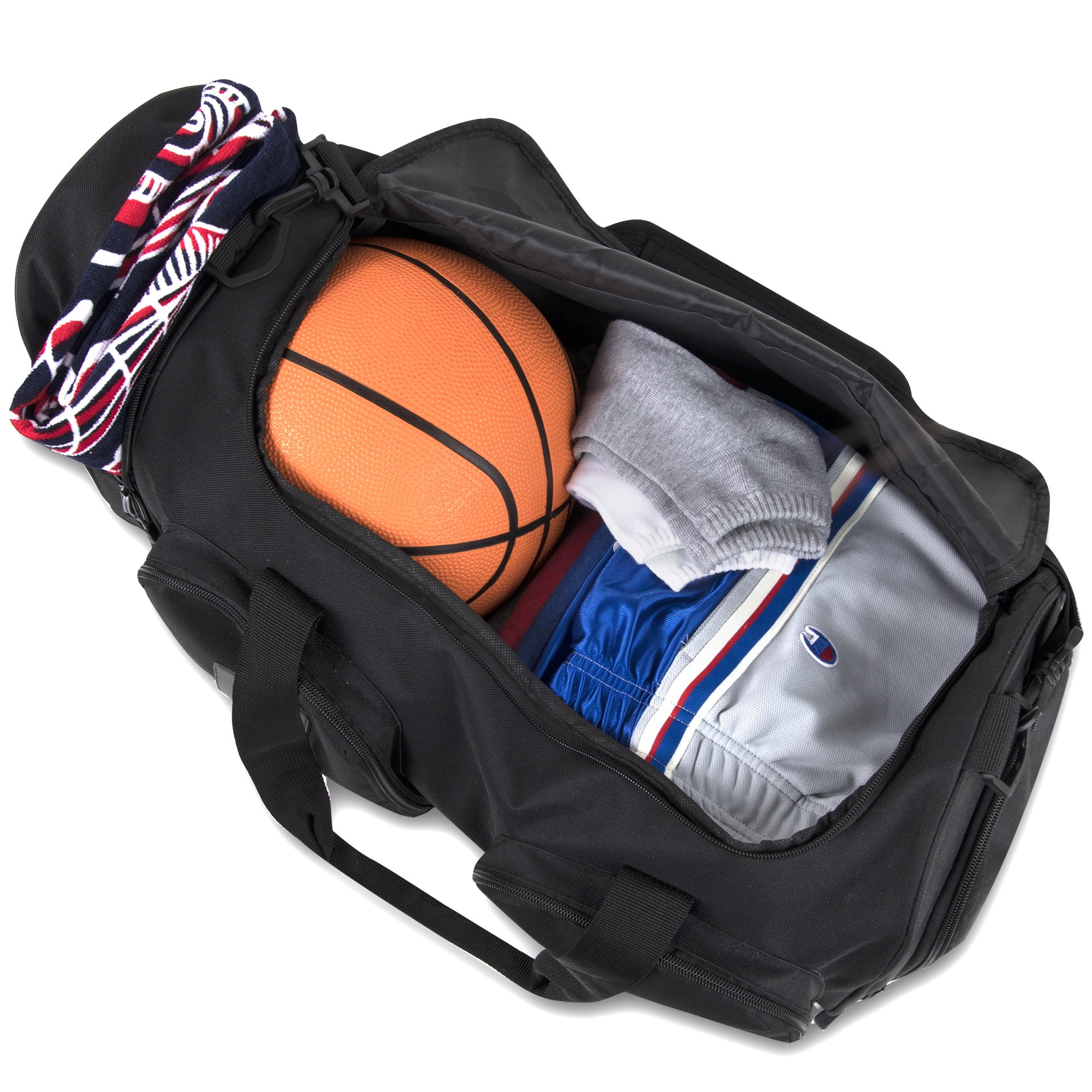 Summit Ridge 22"L Duffel Bag 38 Liter Capacity for Gym Clothes, Sports Equipment, Towels, Sneakers, Travel, Commute in Black
