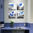 thumbnail image 4 of Wall art 4 Panel Modern Salon Theme Black and White Plant The Blue flower Flower Abstract Painting Still Life Canvas Wall Art for Home Decor Flower Canvas Print For Living Room Decor, 4 of 6
