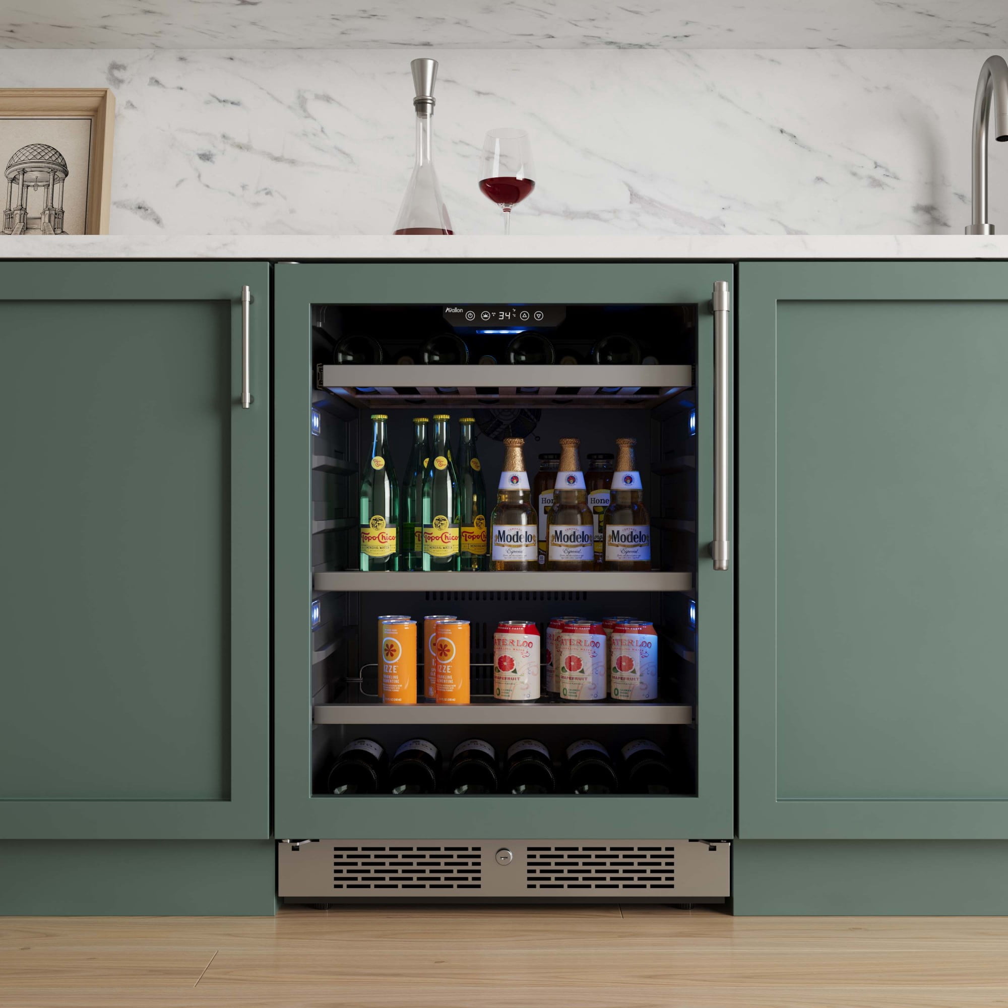 Avallon Awbc242lh 24" Wide 14 Bottle Capacity And 82 Can Capacity Left Hinge Wine And