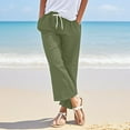 thumbnail image 2 of JJHGVB Linen Pants Women High Waisted Pants Womens Pants Cotton Linen Drawstring Back Elastic Waist Pants Casual Pants With Pockets Drawstring Pants Women Womens Casual Pants Bronze L, 2 of 5