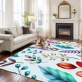 thumbnail image 3 of Spring Leaves Area Rugs Collection 5'x7', Watercolor Leaf Botanical Nature Light Blue Non Slip Indoor Rectangle Throw Runner Rug Floor Mat Carpet for Living Room Dining Table Bedroom Nursery, 3 of 9