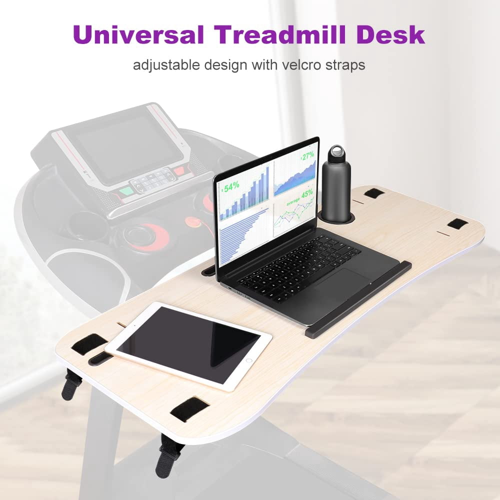 LUCKUP Treadmill Desk Attachment, Universal Walking Laptop Holder Desk 39" L x 15" W Ergonomic Platform Workstation for Treadmill with Cup Holder, Laptop/Tablet Stand, White
